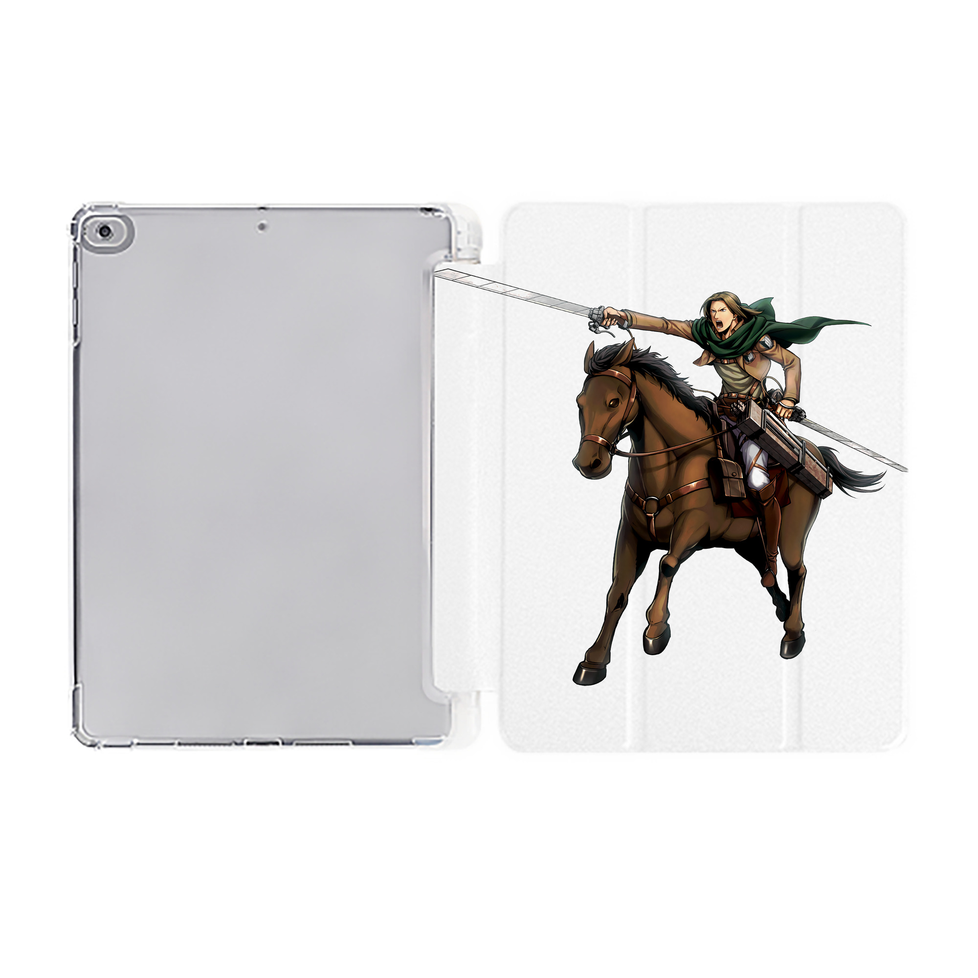 （画像用） 進撃の巨人 Attack on Titan IPad ケース ペン収納付き 三つ折りスタンド PUレザー×シリコン 対応機種9.5/10.5/10.9インチ